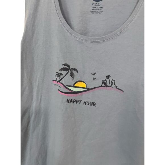 Life is Good Womens Blue Happy Hour Beach Crusher Tee Tank Size XXL - Picture 2 of 6